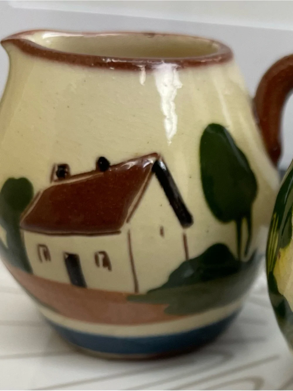 Torquay Watcombe Motto Ware  Made in England  Set of Two Small  Pitchers